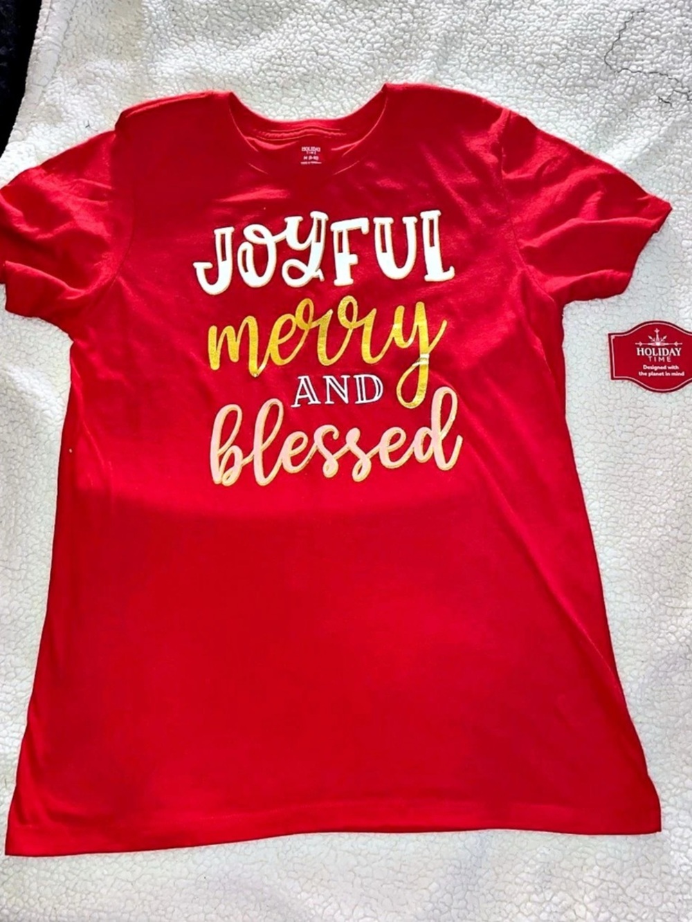 Holiday Time Women’s Graphic Tee Red Size Medium (8-10) NWT